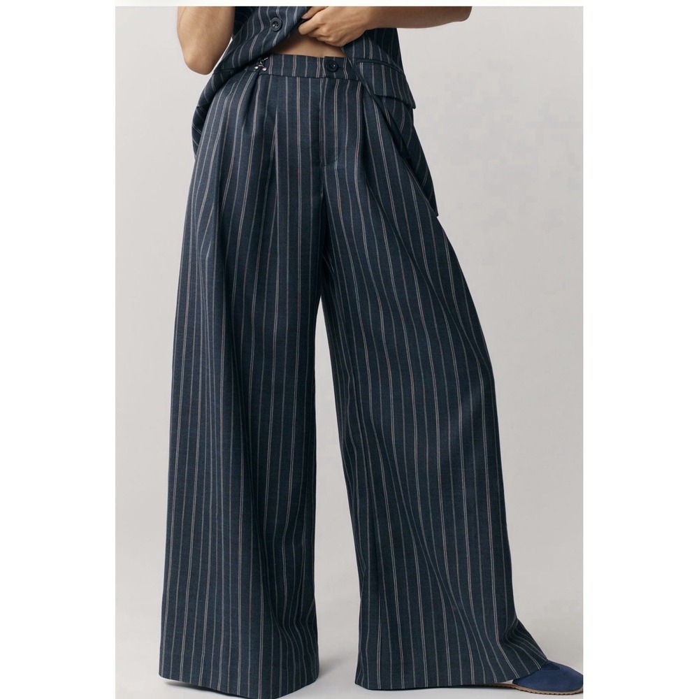 NWT by Anthropologie Trousers Multi Pinstripe Wide-Leg Yarn Dyed SZ 2 Staple